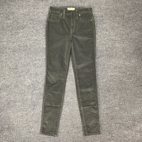 Madewell Jeans Womens 25T Tall Gray Corduroy High Rise Skinny Stretch 5 Pockets - Picture 2 of 15